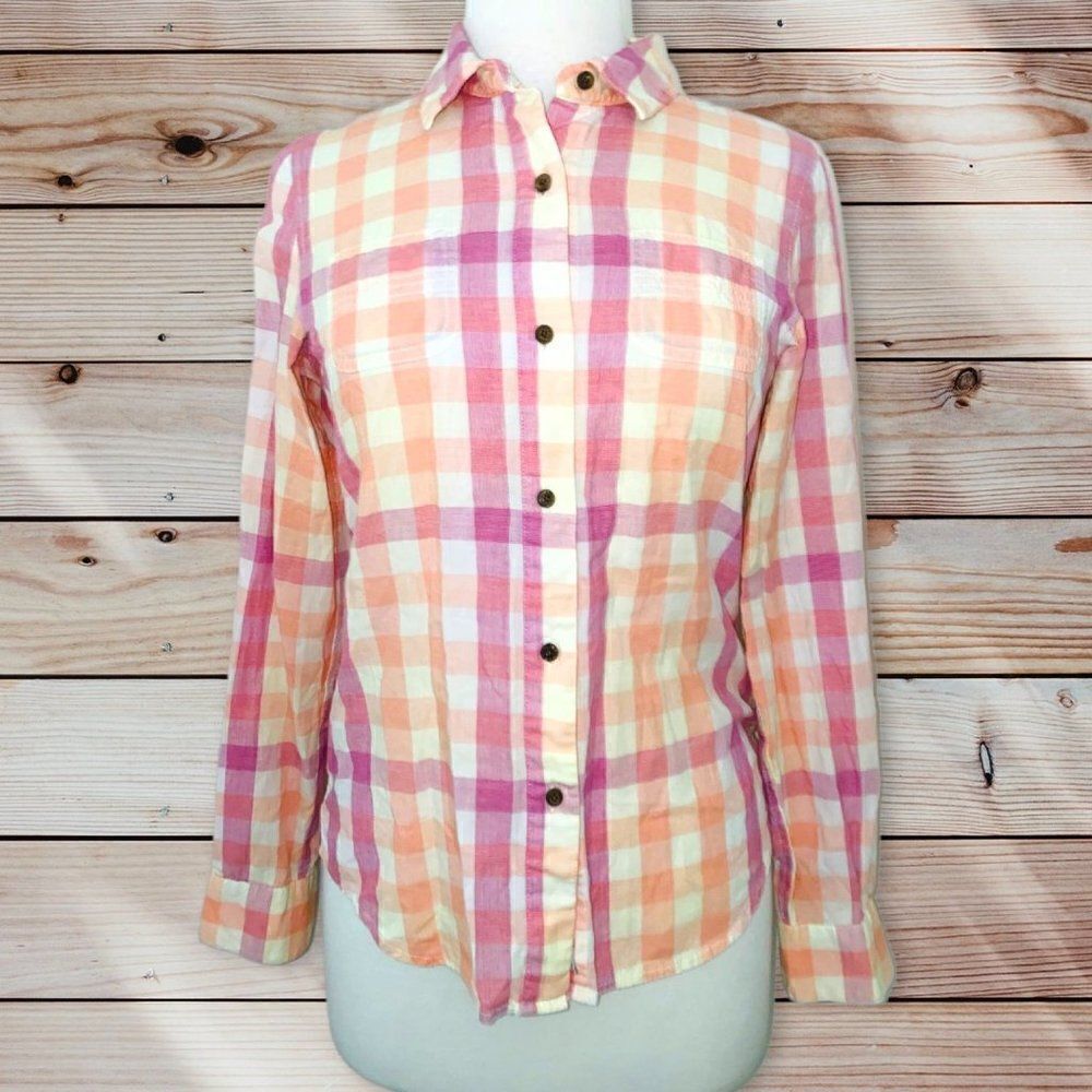 WB1 the north face plaid button front shirt top Blouse womens small